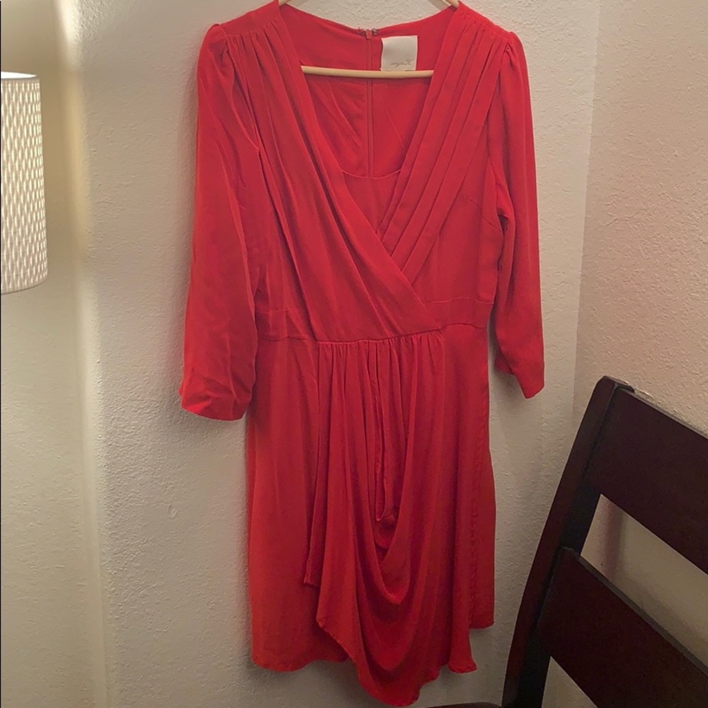 Aryn K. 100% Red Silk Dress